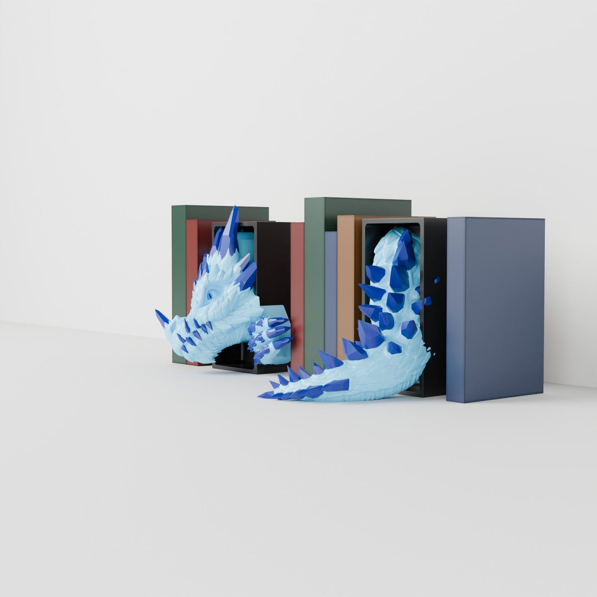 Crystal Dragon Book Nook – Gem Dragon Head or Tail Bursting from Your Bookshelf - Northern Foundry