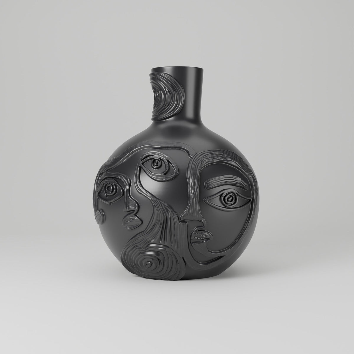 Cubist Faces Vase – Abstract Line Art Vase - Northern Foundry
