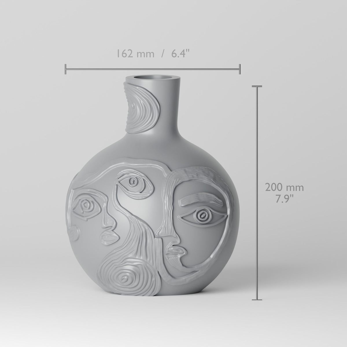 Cubist Faces Vase – Abstract Line Art Vase - Northern Foundry