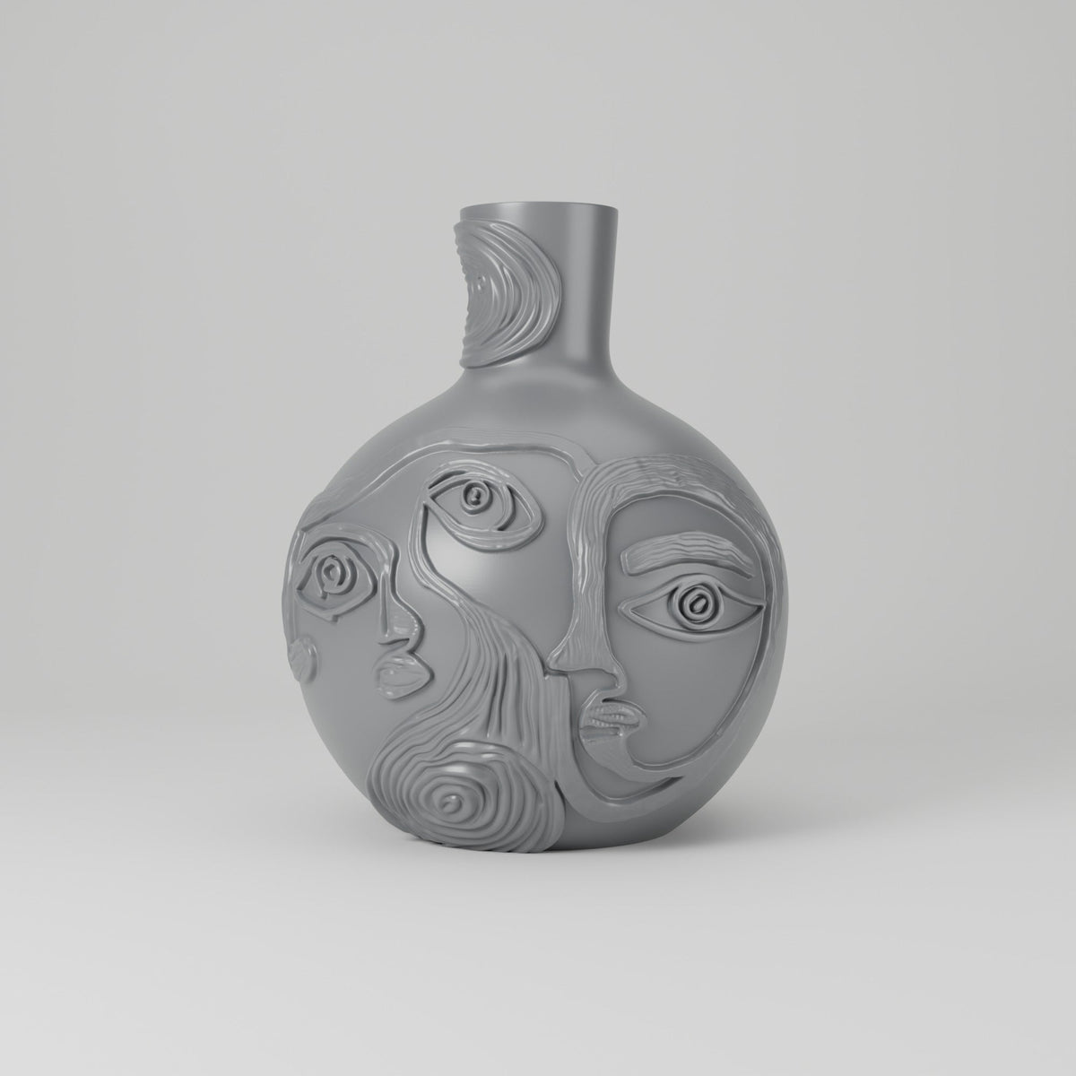Cubist Faces Vase – Abstract Line Art Vase - Northern Foundry