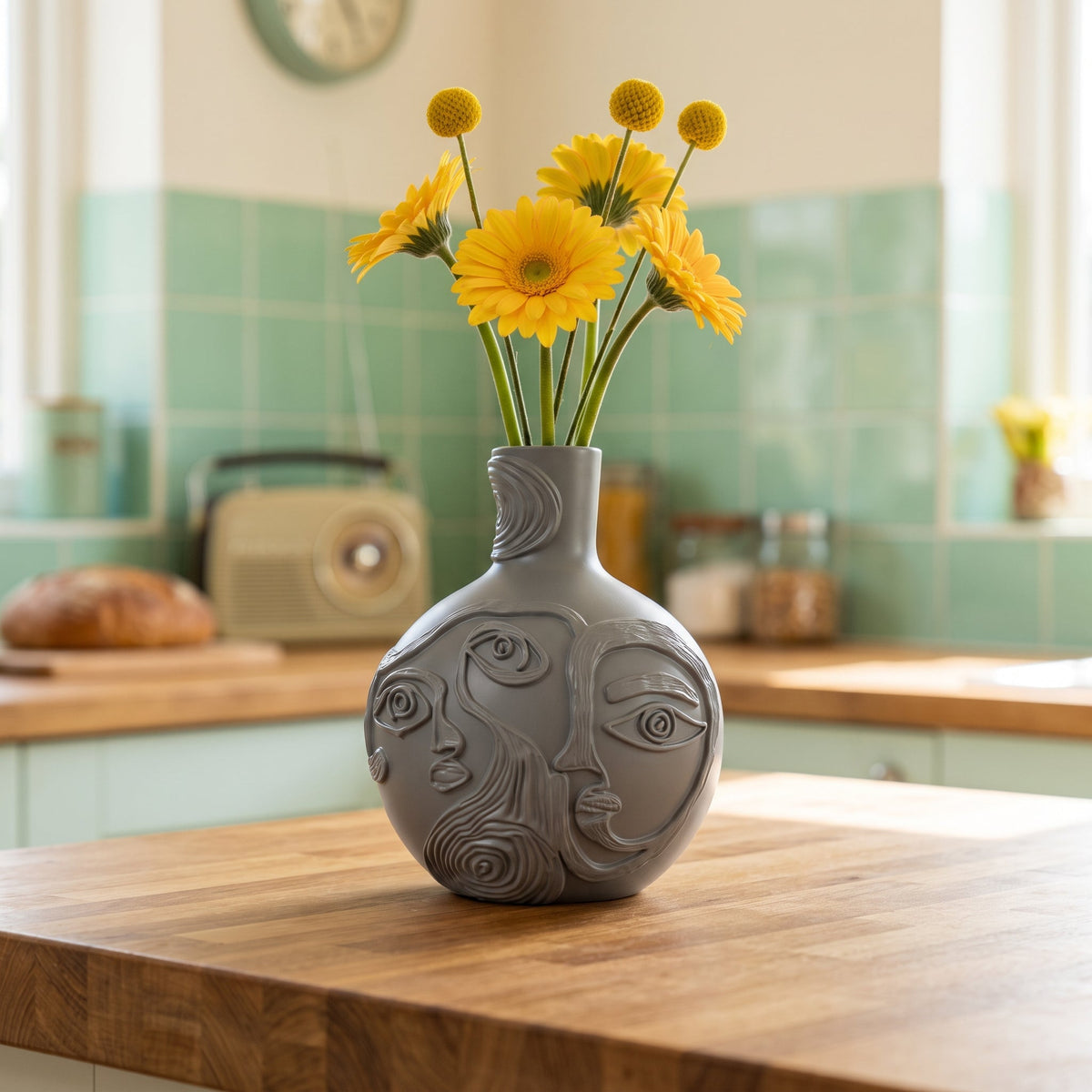Cubist Faces Vase – Abstract Line Art Vase - Northern Foundry