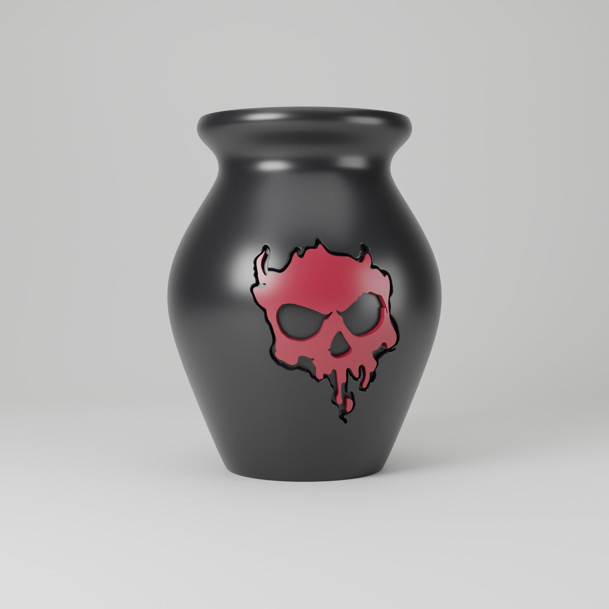 Dark Skull Vase – Black Gothic Urn Vase with Burgundy Skull - Northern Foundry