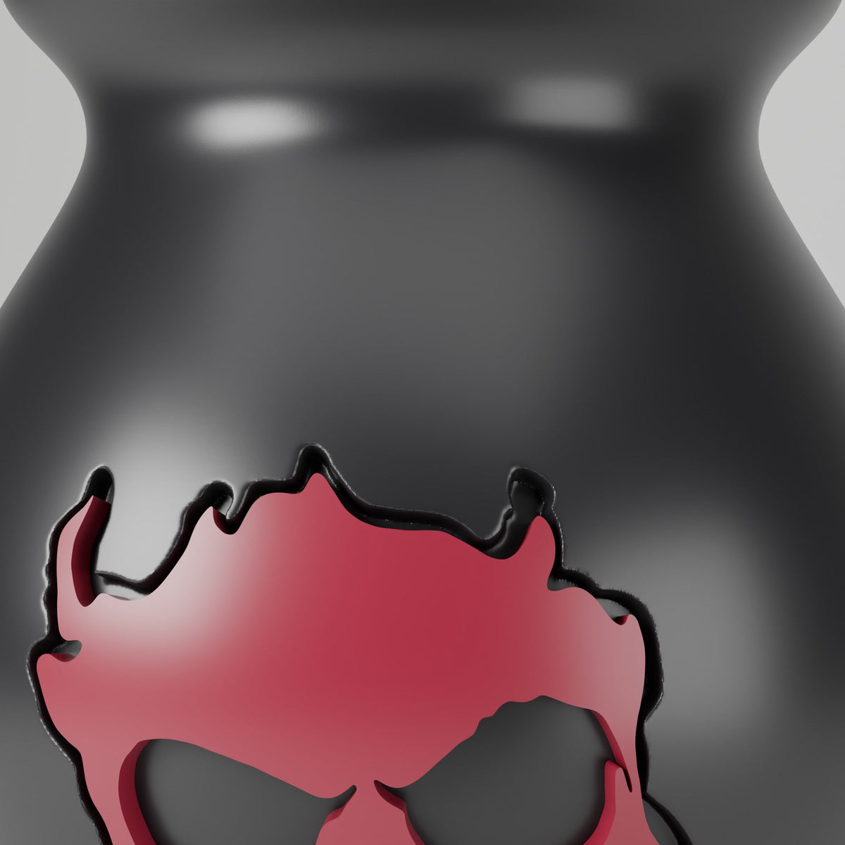 Dark Skull Vase – Black Gothic Urn Vase with Burgundy Skull - Northern Foundry