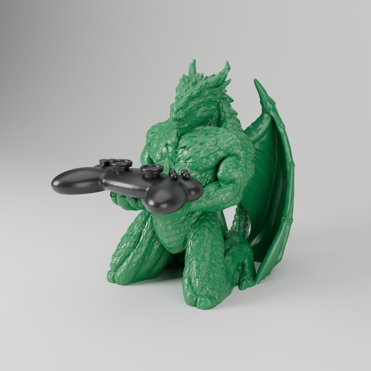 Dragon controller stand with controller controller stand emerald green angled view