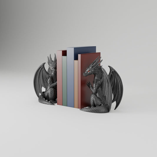 Dragon Display Bookends – Pair of Seated Winged Dragon Bookends - Northern Foundry
