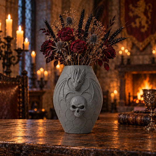 Dragon Skull Vase – Gothic Fantasy Decor - Northern Foundry