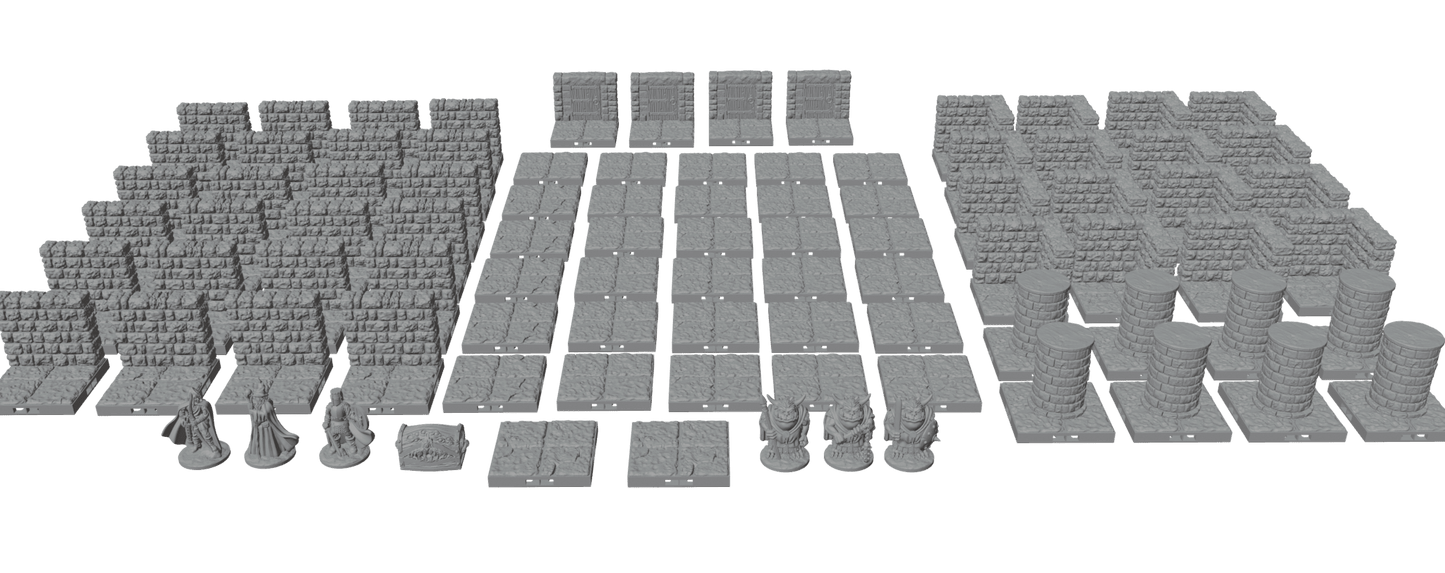 Dragonlock Ultimate Dungeon Starter Set | Modular 3D Printed Terrain for D&D & Pathfinder | 4 - Room Layout w/ Bonus Minis & Mimic - Northern Foundry