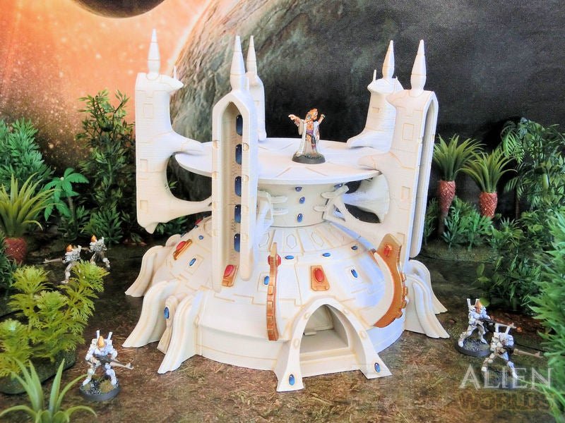 Eldari Settlement Bundle – Alien Elf Shrine & Hut Terrain (28mm/32mm/40mm) - Northern Foundry