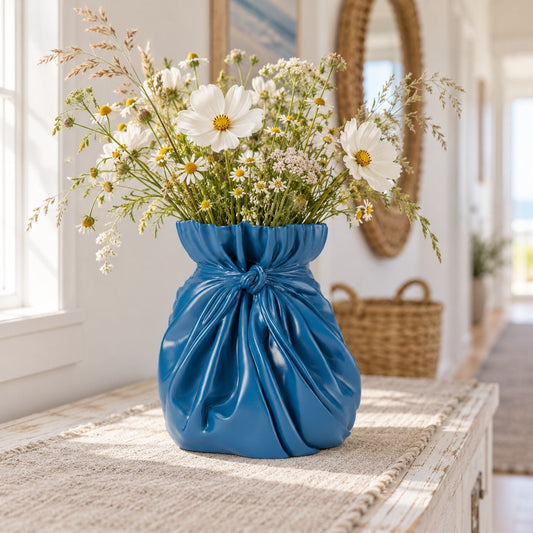 Fabric Pouch Vase – Gathered Knot Bag Flower Vase - Northern Foundry