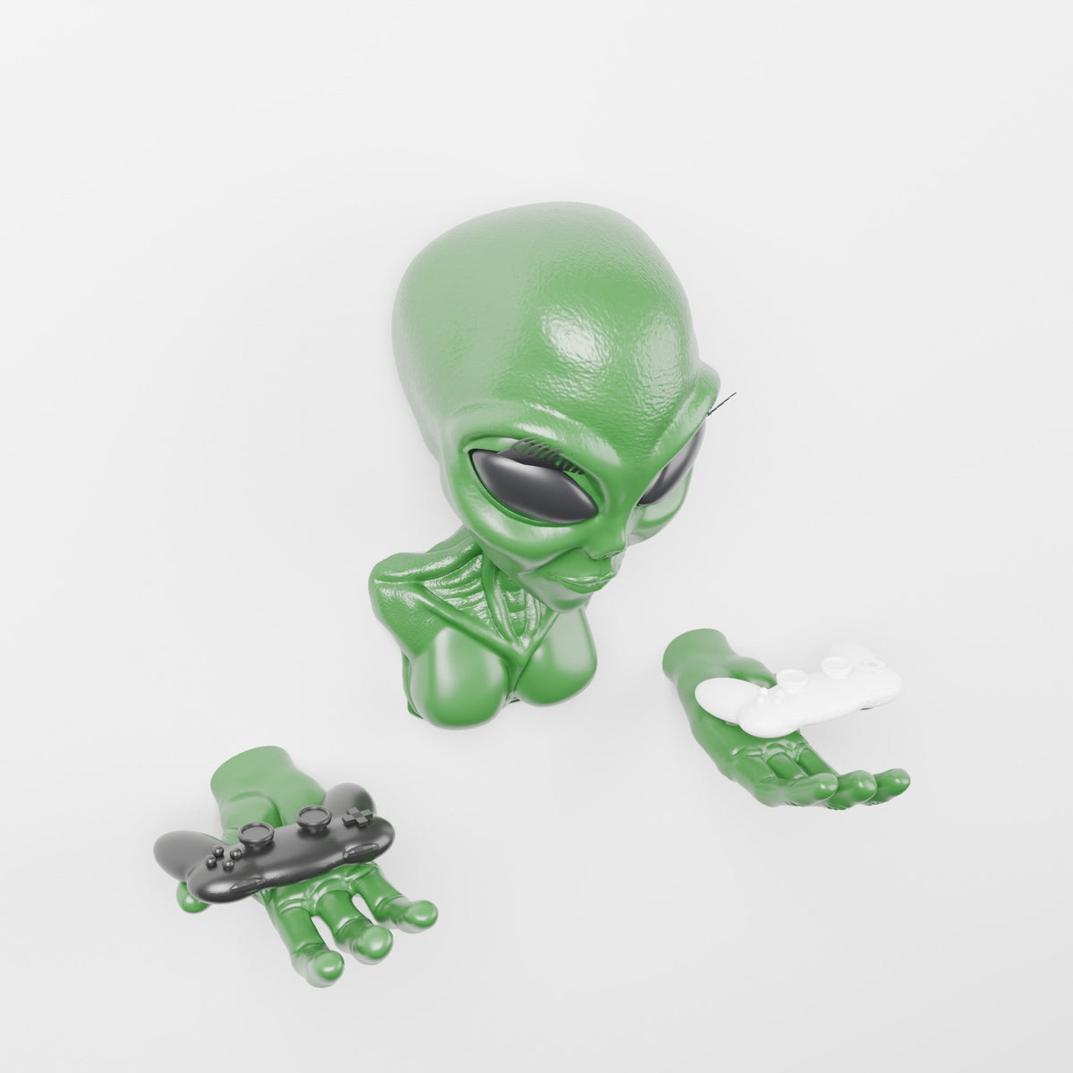 Female Alien Bust Wall Mount with Hands – Headset & Controller Holder - Northern Foundry