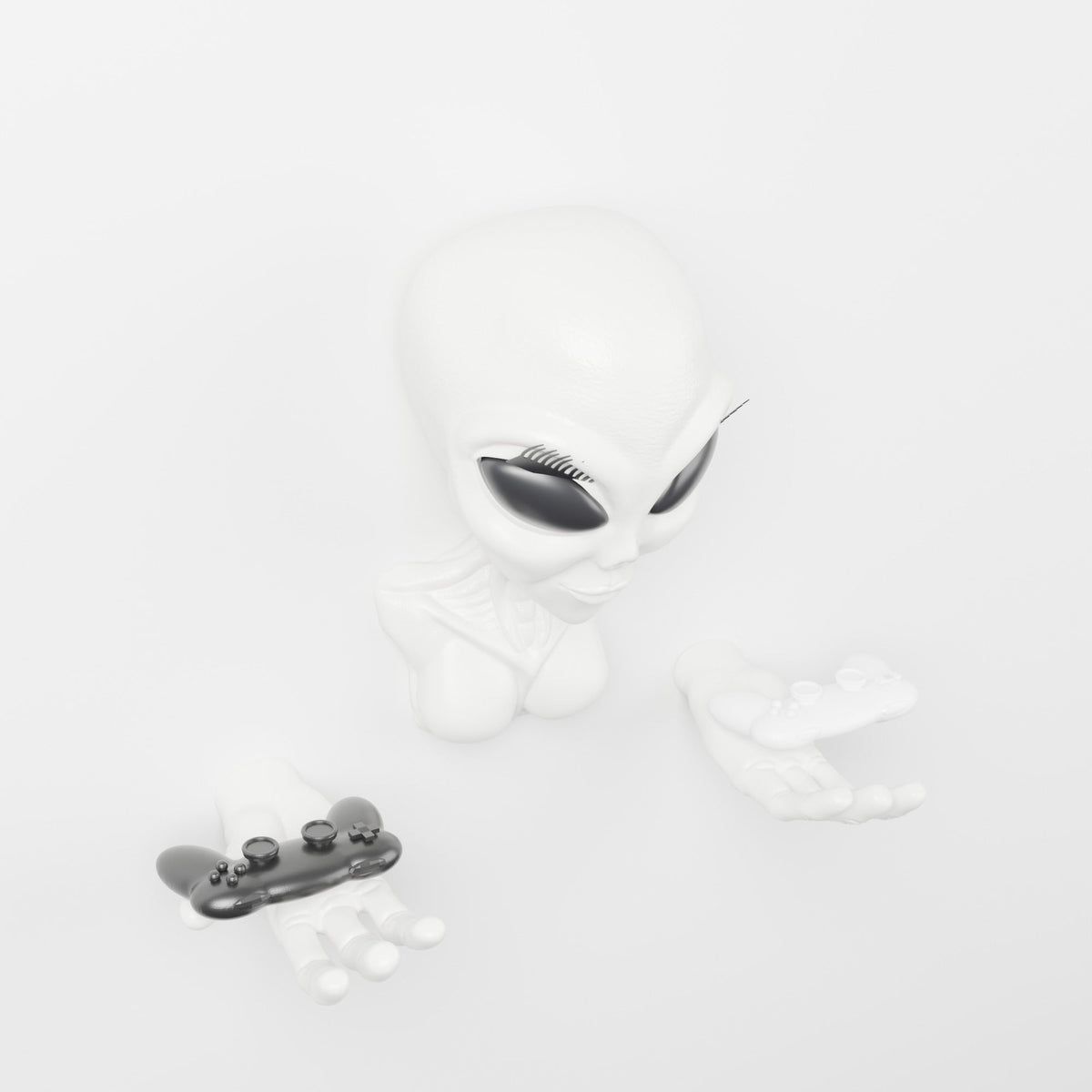 Female Alien Bust Wall Mount with Hands – Headset & Controller Holder - Northern Foundry