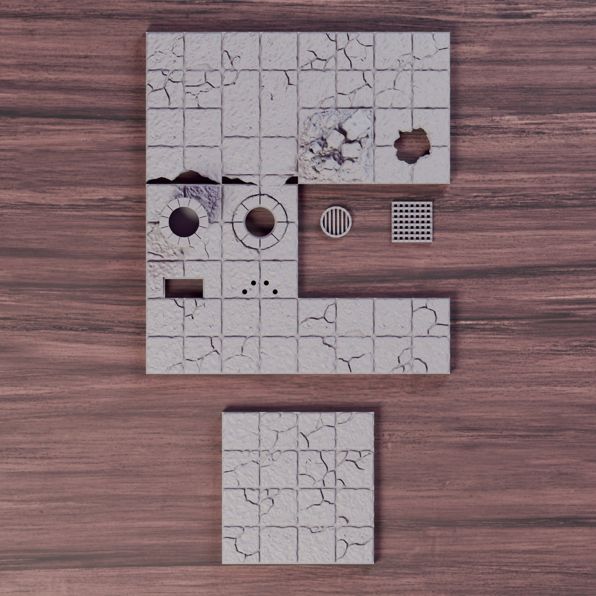 Floor Variety Pack – Ruined, Drain & Grate Tiles (Dragonlock 28mm) - Northern Foundry