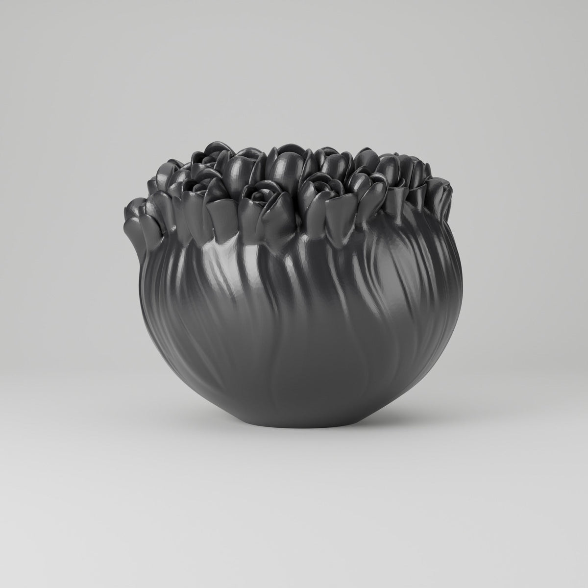 Floris Tulip Bowl Vase – Sculpted Tulip Bud Rim Vase - Northern Foundry