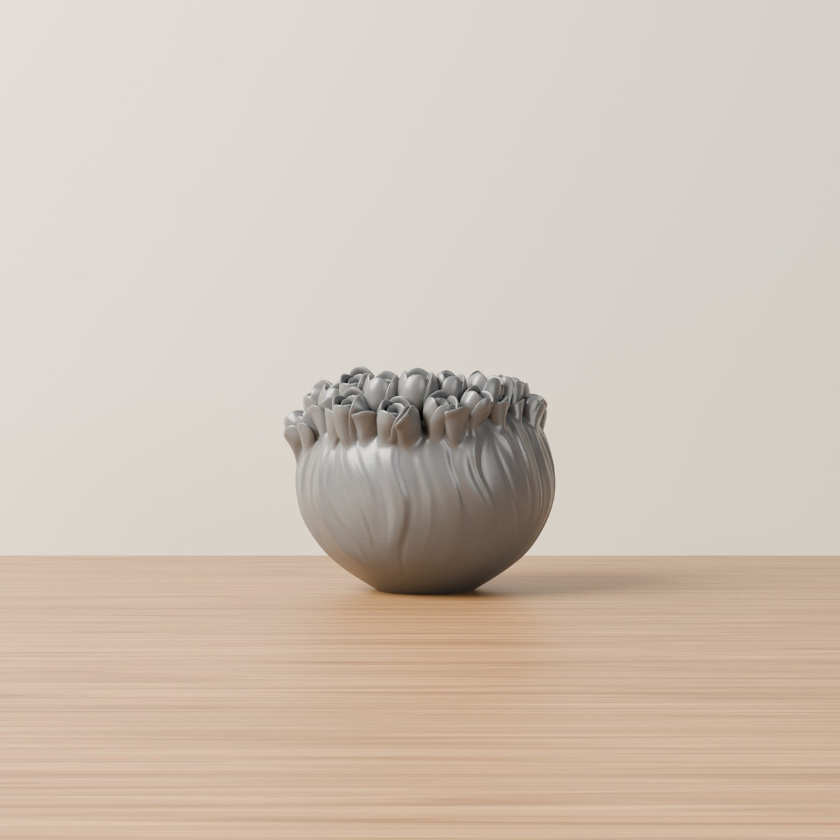 Floris Tulip Bowl Vase – Sculpted Tulip Bud Rim Vase - Northern Foundry
