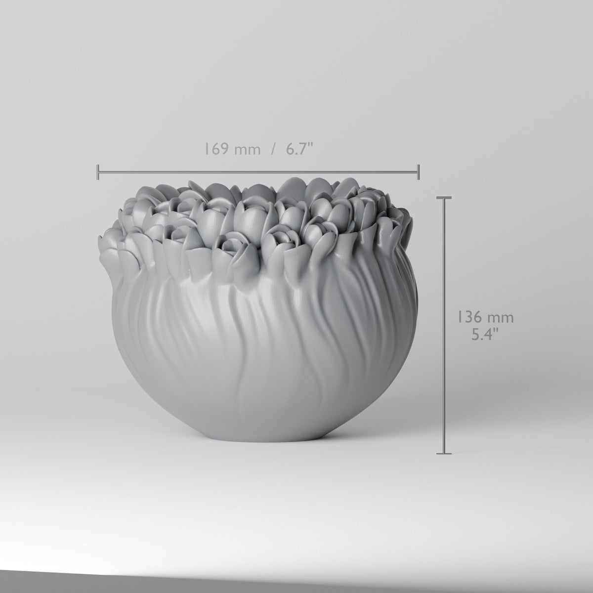 Floris Tulip Bowl Vase – Sculpted Tulip Bud Rim Vase - Northern Foundry