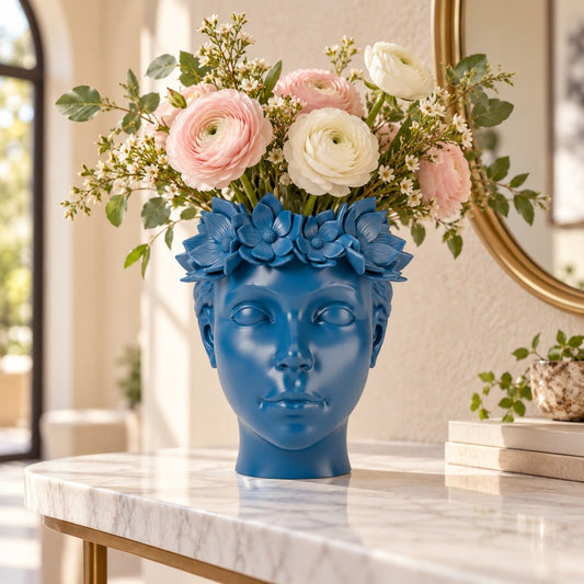 Flower Crown Head Vase – Sculpted Face Planter Vase - Northern Foundry