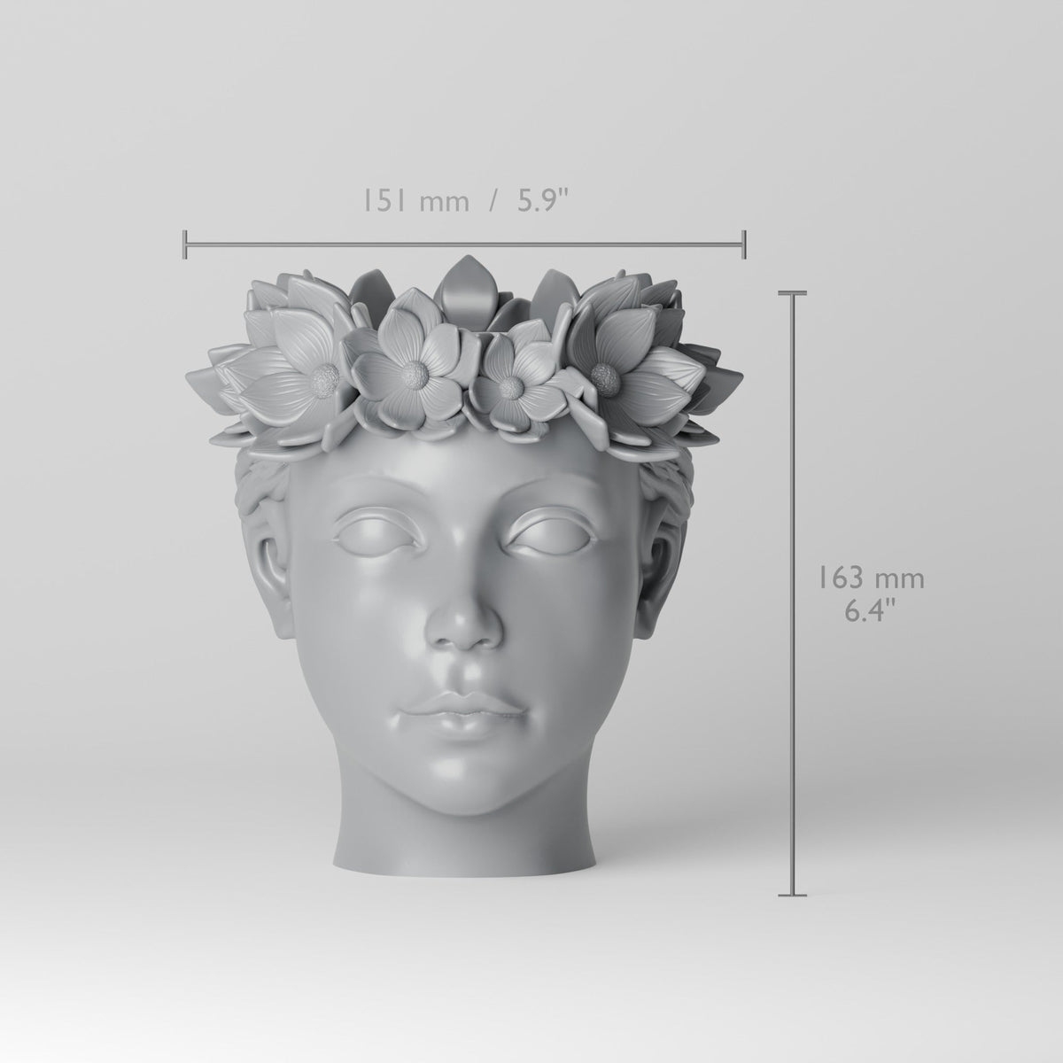 Flower Crown Head Vase – Sculpted Face Planter Vase - Northern Foundry