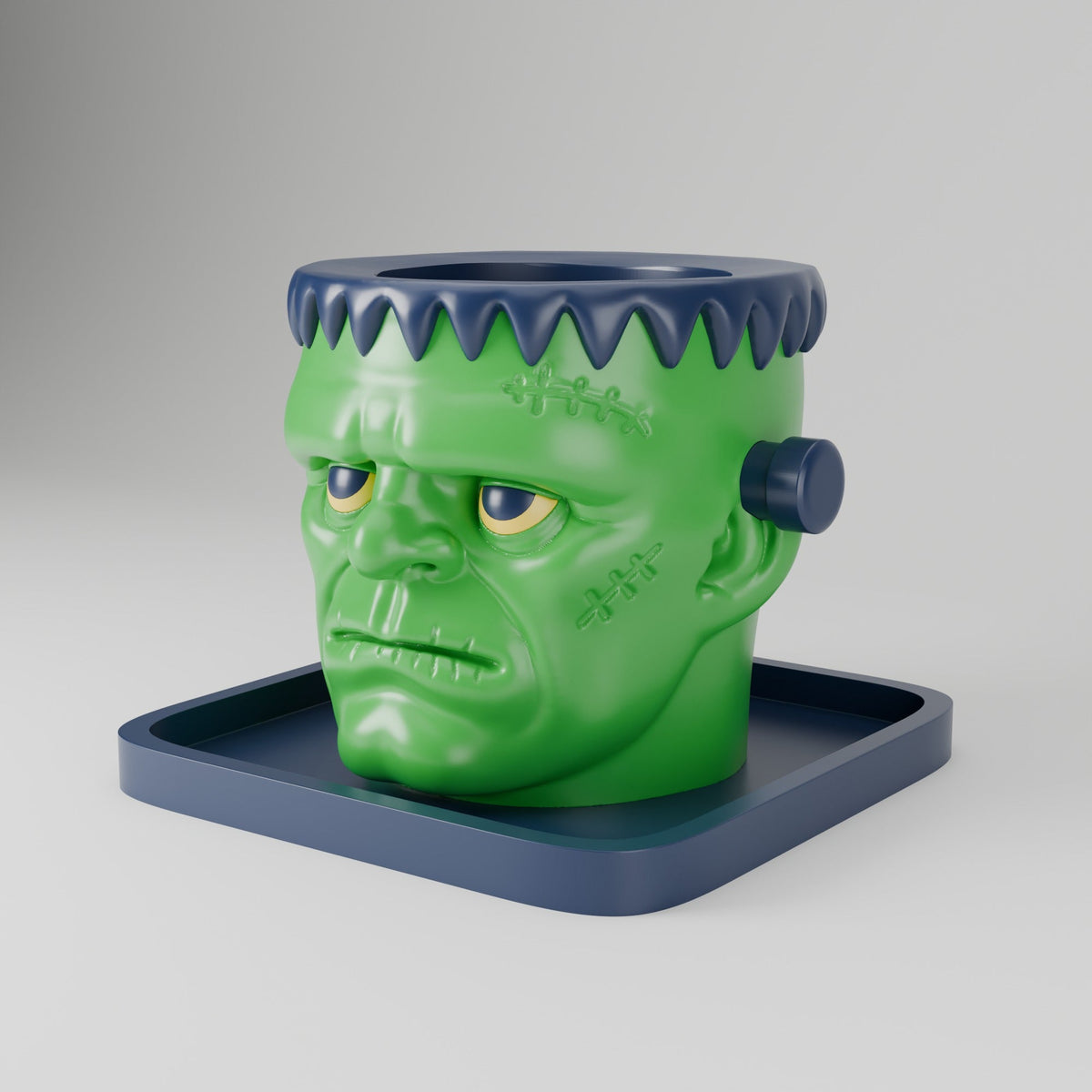 Frankenstein Head Planter with Tray – Monster Halloween Plant Pot - Northern Foundry