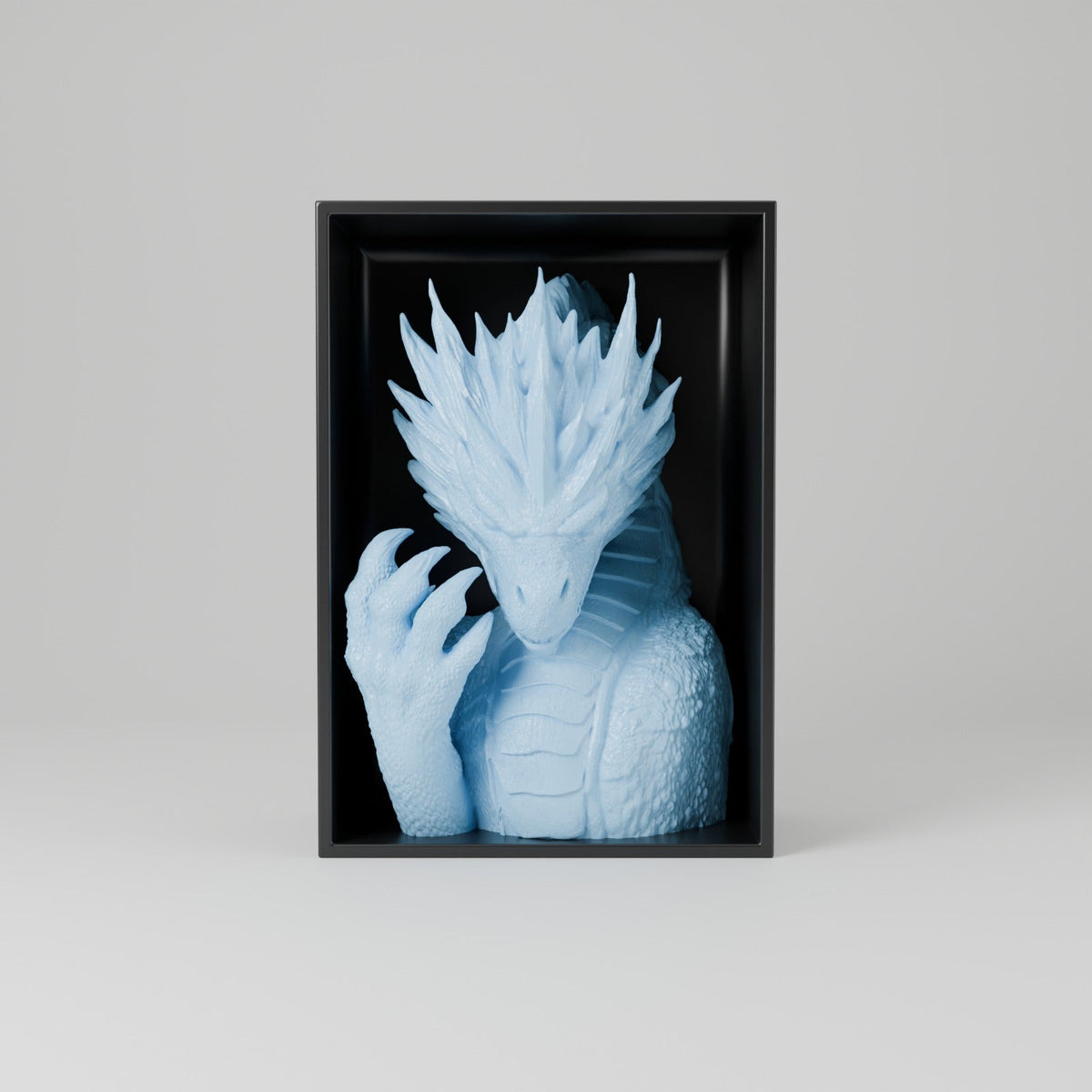 Frost Dragon Book Nook – Ice Dragon Bust in a Bookshelf Insert - Northern Foundry