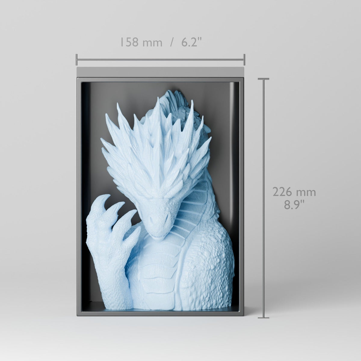 Frost Dragon Book Nook – Ice Dragon Bust in a Bookshelf Insert - Northern Foundry