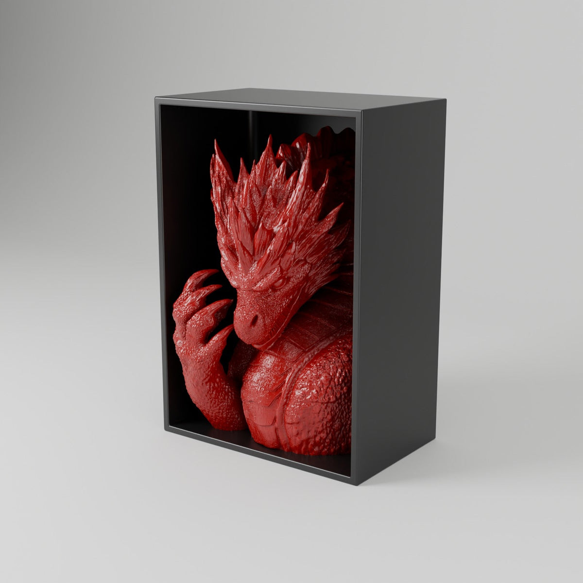 Frost Dragon Book Nook – Ice Dragon Bust in a Bookshelf Insert - Northern Foundry