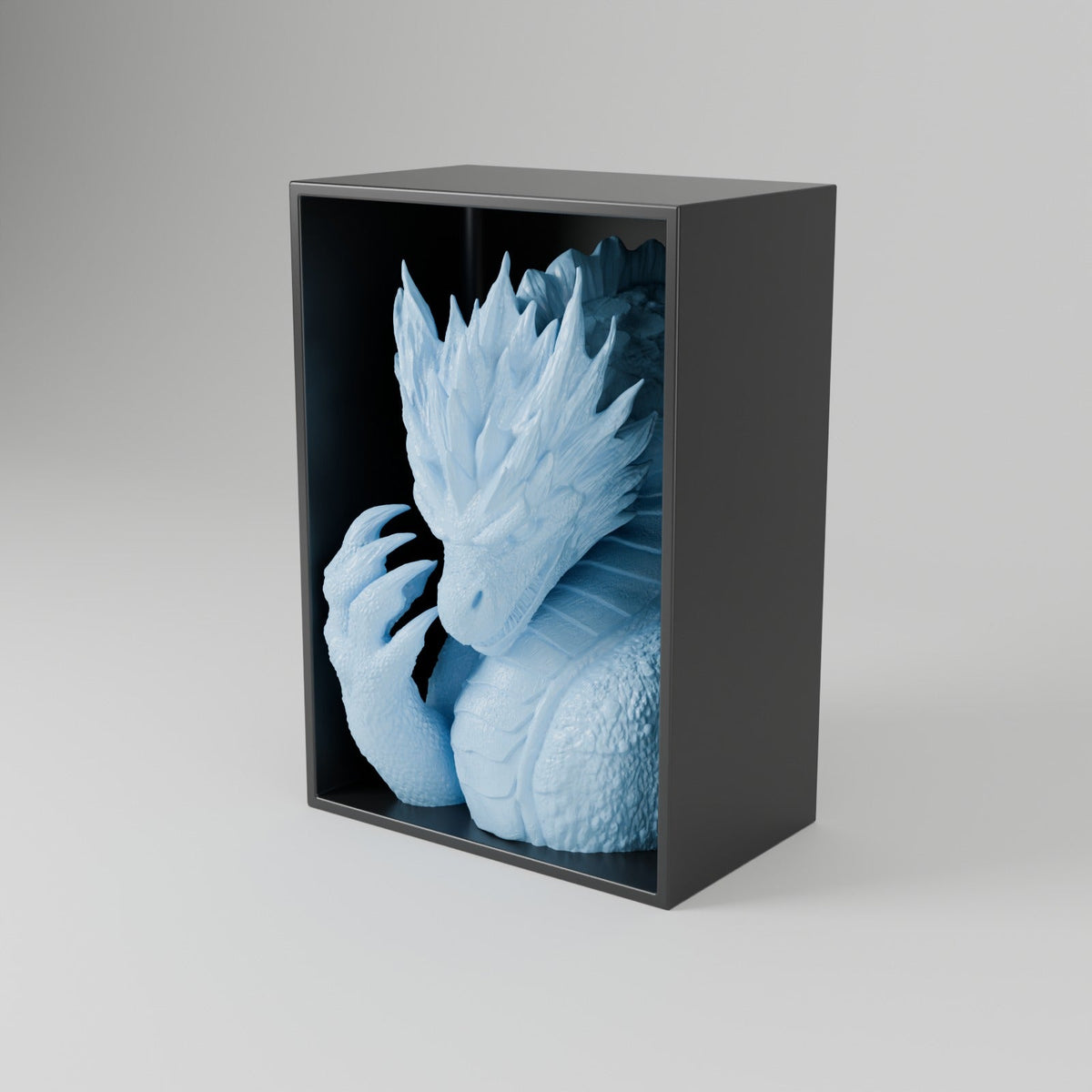 Frost Dragon Book Nook – Ice Dragon Bust in a Bookshelf Insert - Northern Foundry