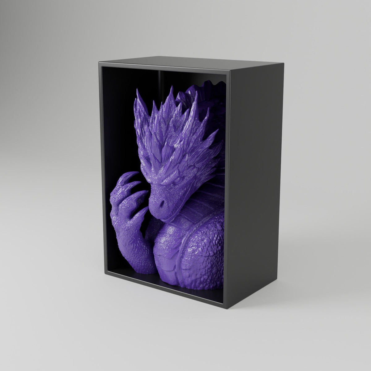 Frost Dragon Book Nook – Ice Dragon Bust in a Bookshelf Insert - Northern Foundry
