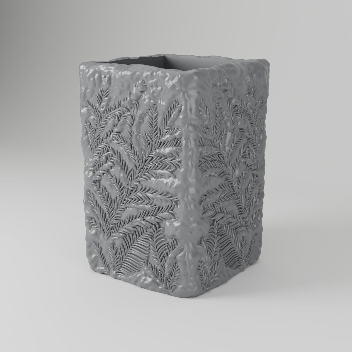 Frost Vase – Square Winter Vase with Frosted Fern Pattern - Northern Foundry