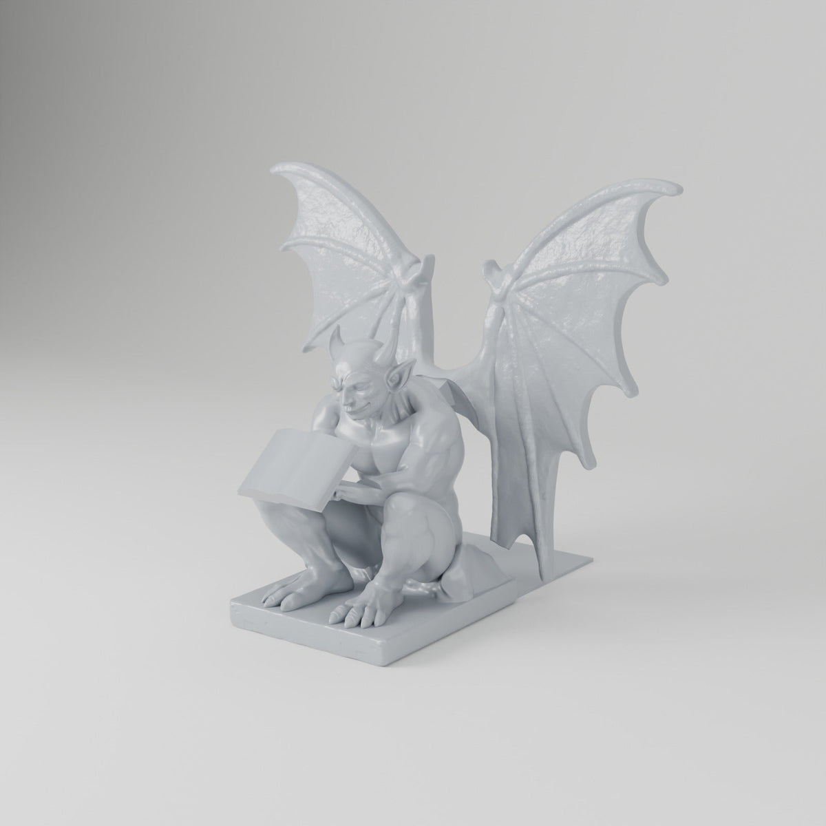 Gargoyle Reading Bookend – Winged Gargoyle Reading a Book - Northern Foundry
