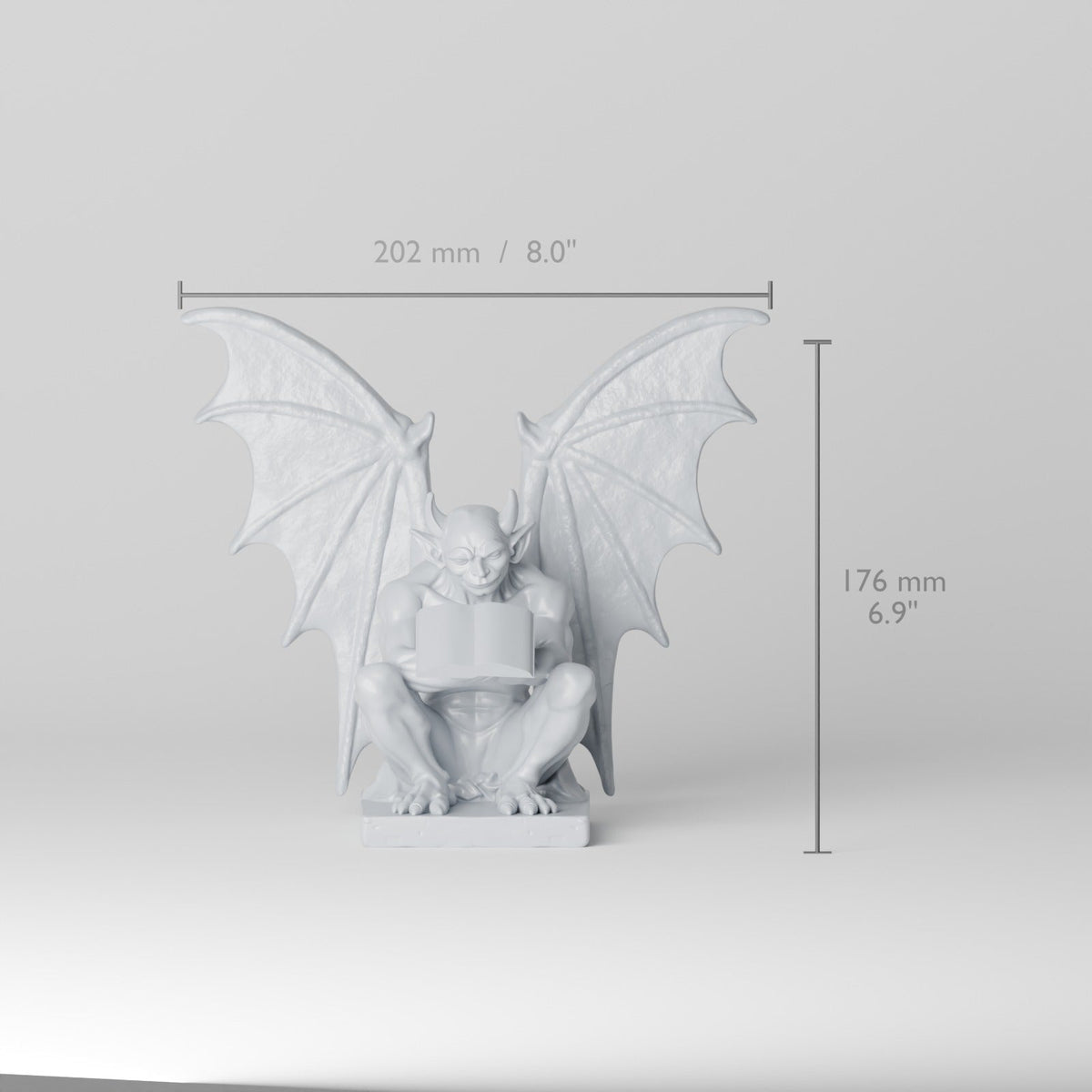 Gargoyle Reading Bookend – Winged Gargoyle Reading a Book - Northern Foundry