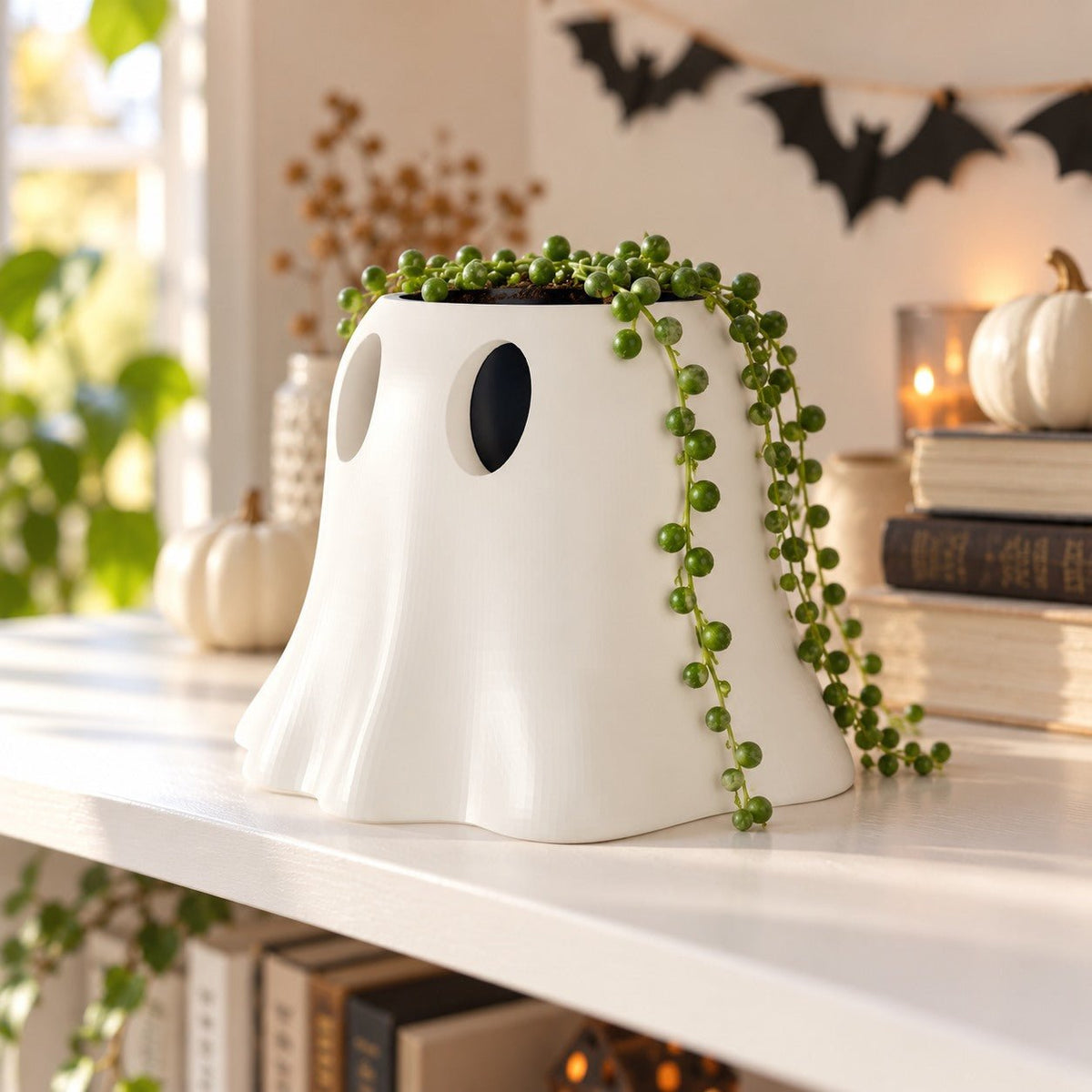 Ghost Planter Pot – Cute Draped Ghost Halloween Planter & Vase - Northern Foundry