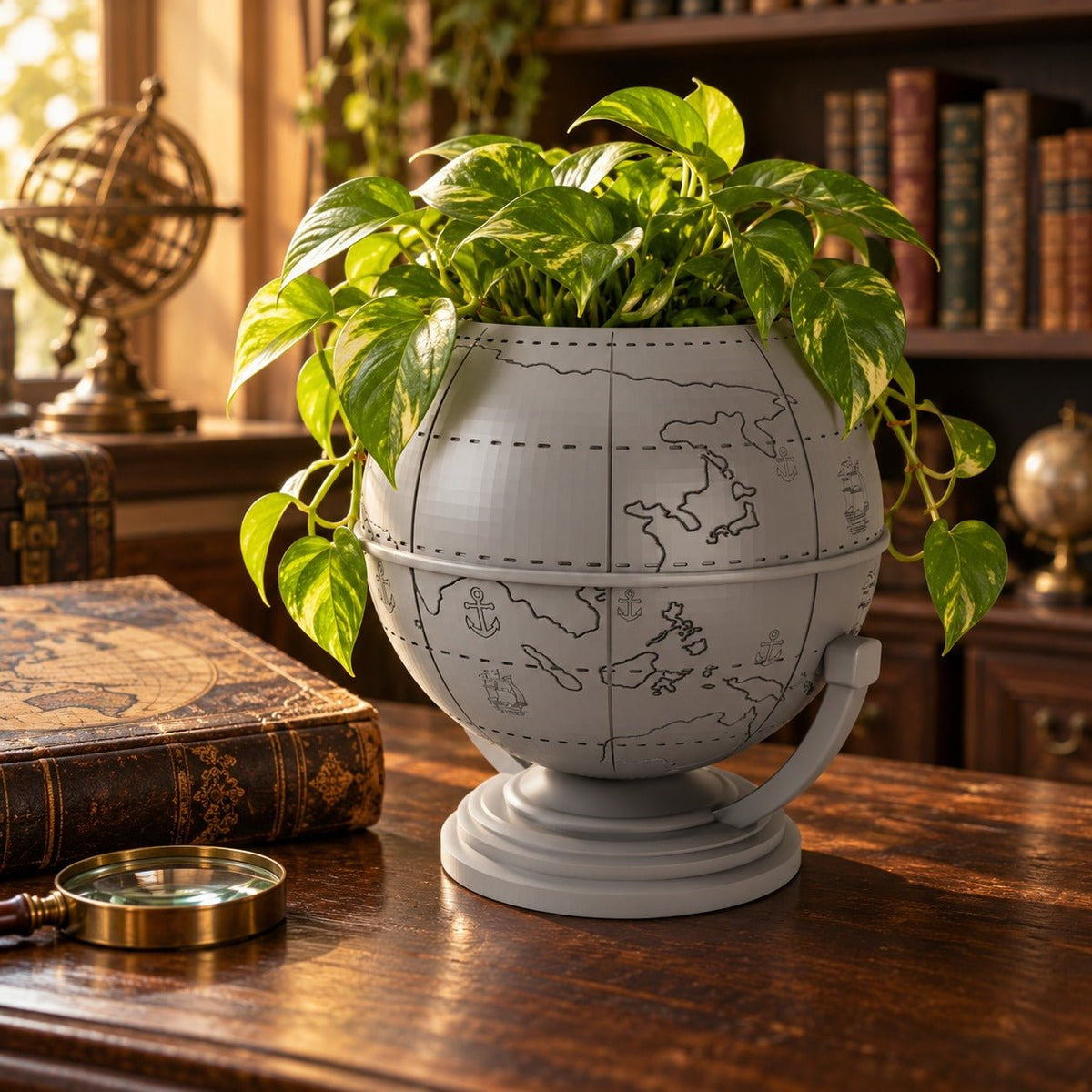 Globe Flower Pot – World Map Planter on Stand - Northern Foundry