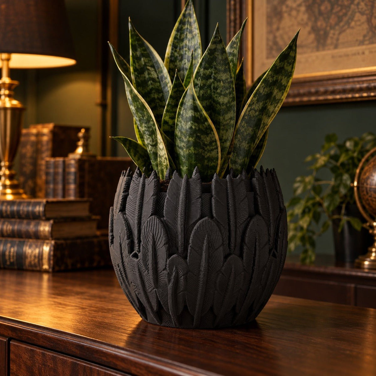 Gothic Feather Planter – Layered Feather Flower Pot - Northern Foundry