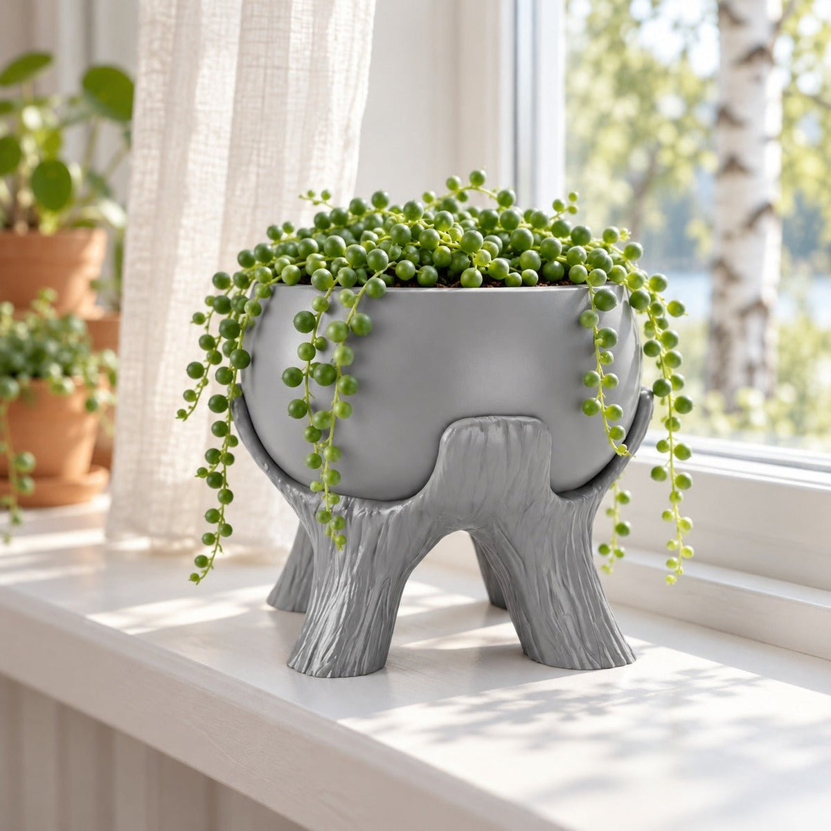 Grove Planter – Round Pot on Tree Trunk Legs - Northern Foundry