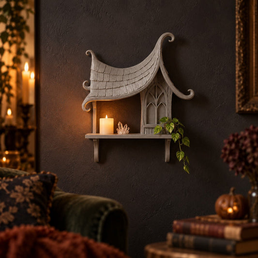 Haunted House Wall Shelf – Gothic Halloween Display Shelf - Northern Foundry