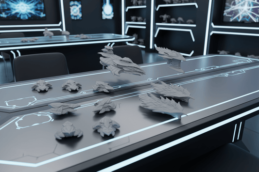 Hive Bio-Swarm Invasion Fleet — Organic Alien Spaceships — 1:128 Scale Sci-Fi Miniatures — 11 Unit Bundle