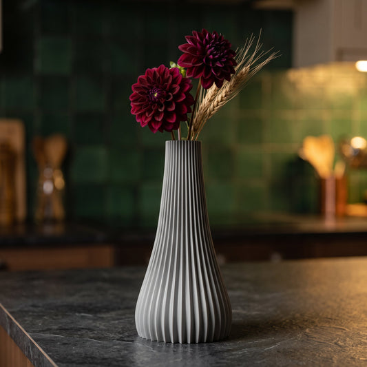Jin Ribbed Bottle Vase – Modern Sculptural Vase - Northern Foundry