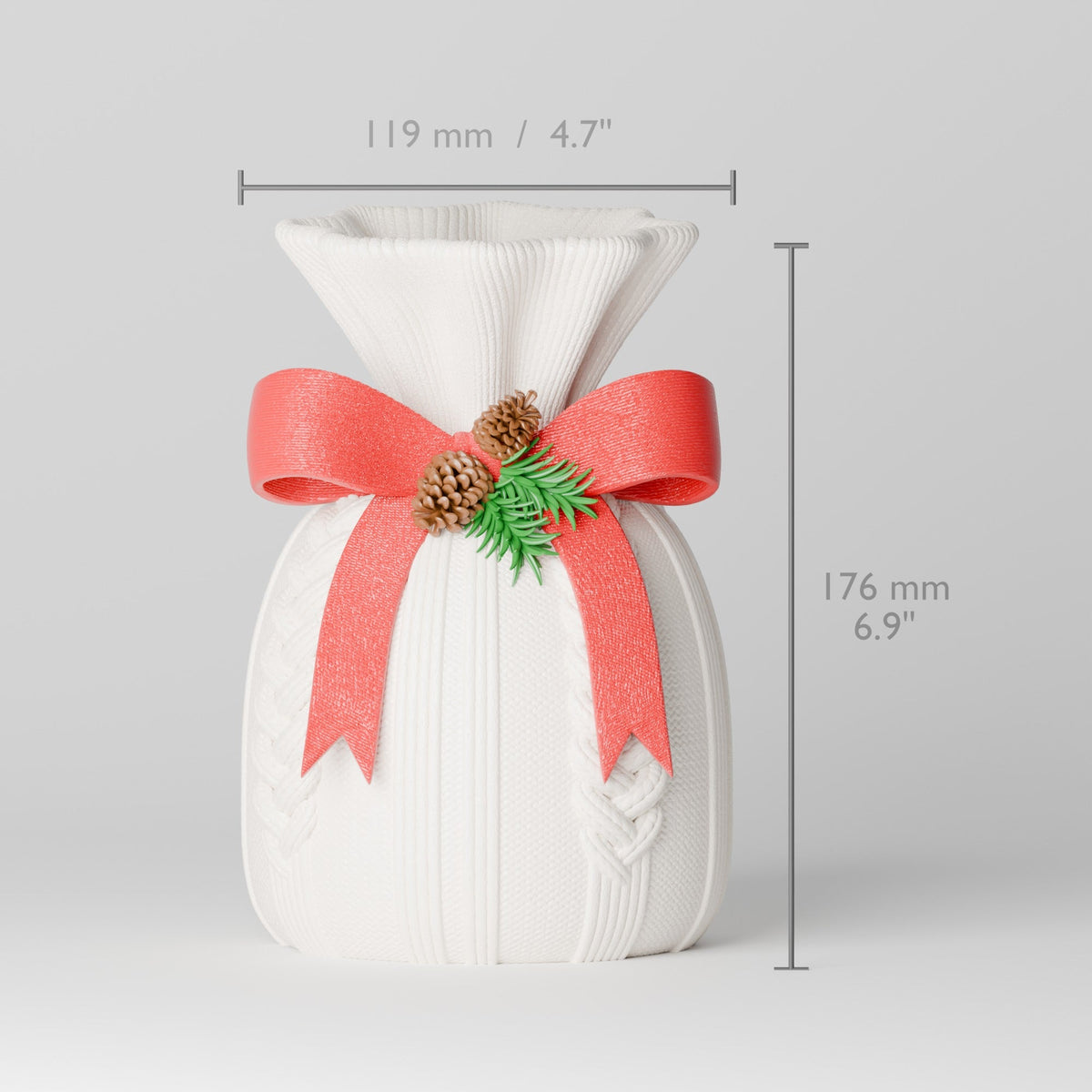 Knitted Christmas Vase with Red Bow – Cosy Sweater Holiday Vase - Northern Foundry