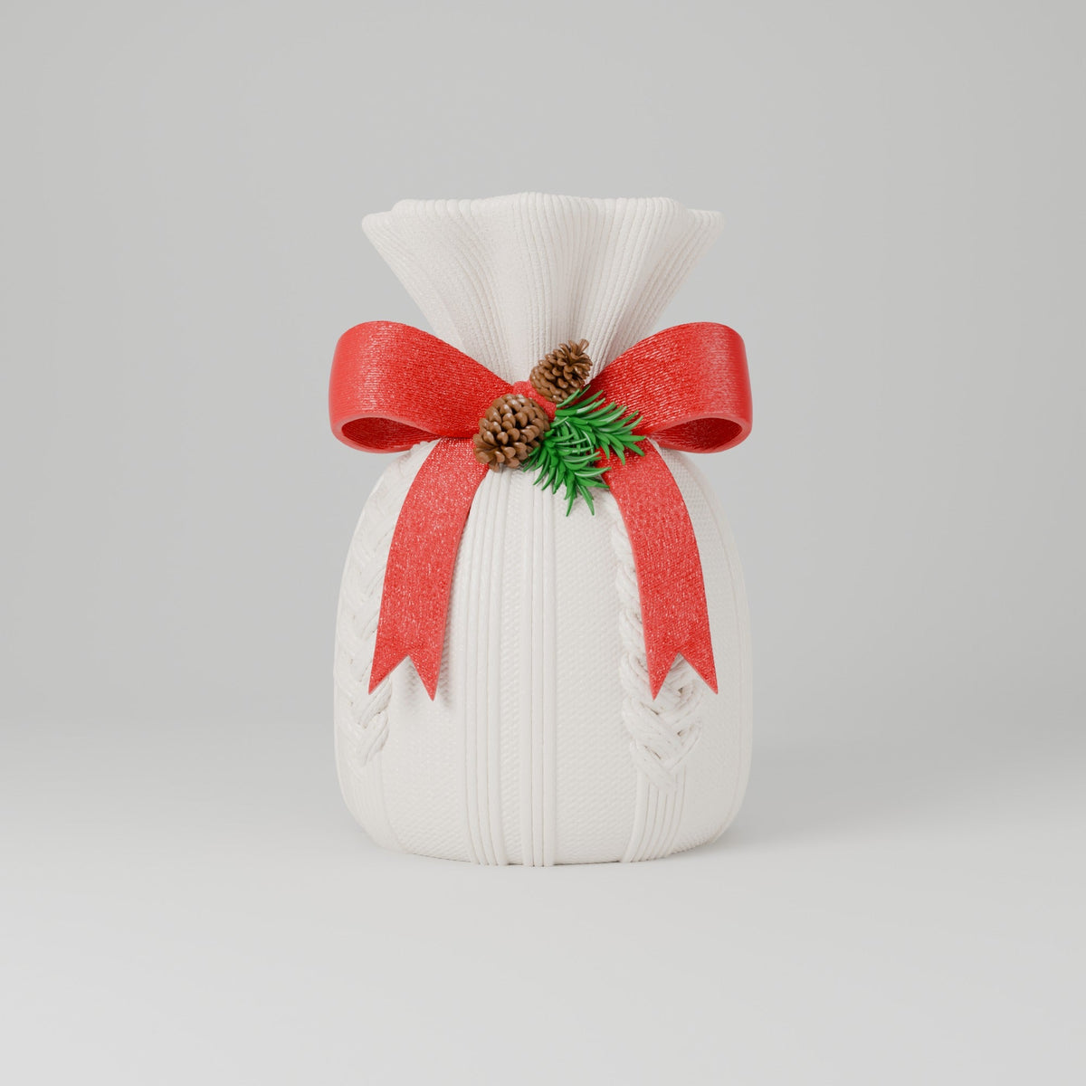 Knitted Christmas Vase with Red Bow – Cosy Sweater Holiday Vase - Northern Foundry