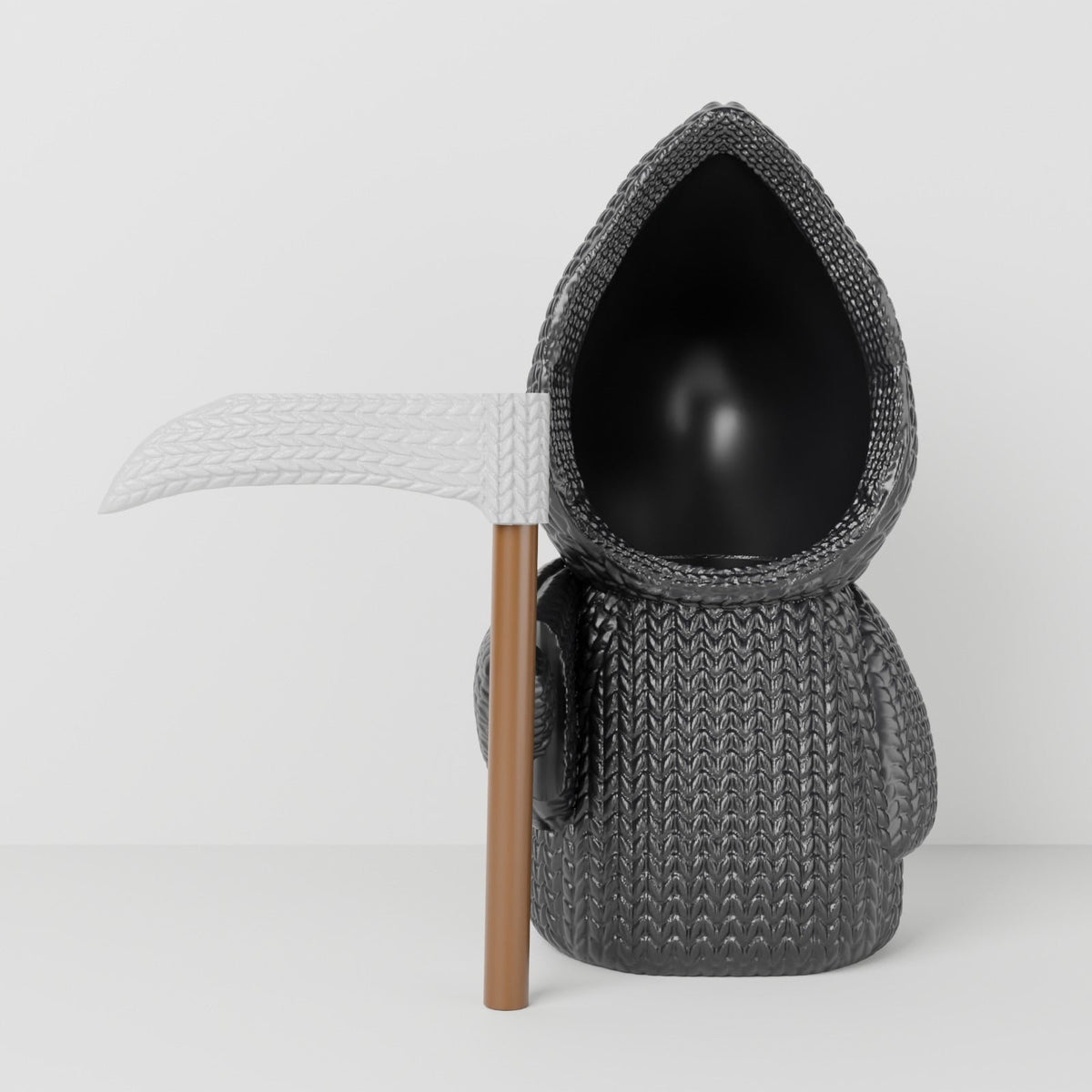 Knitted Grim Reaper Figurine – Cute Halloween LED Candle Holder with Scythe - Northern Foundry