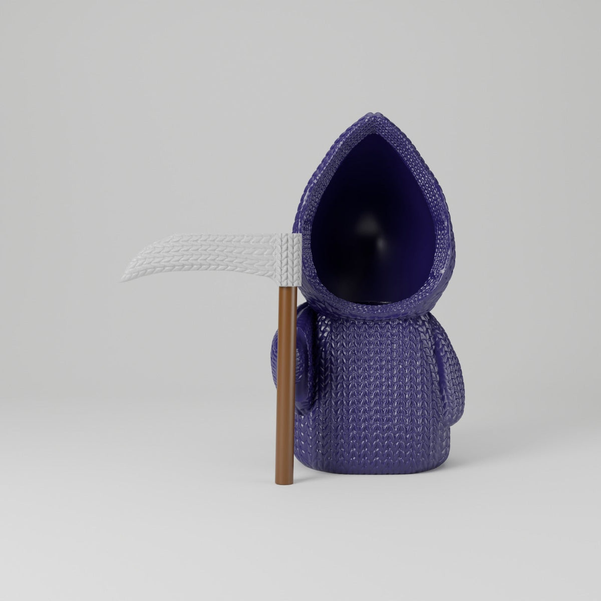 Knitted Grim Reaper Figurine – Cute Halloween LED Candle Holder with Scythe - Northern Foundry