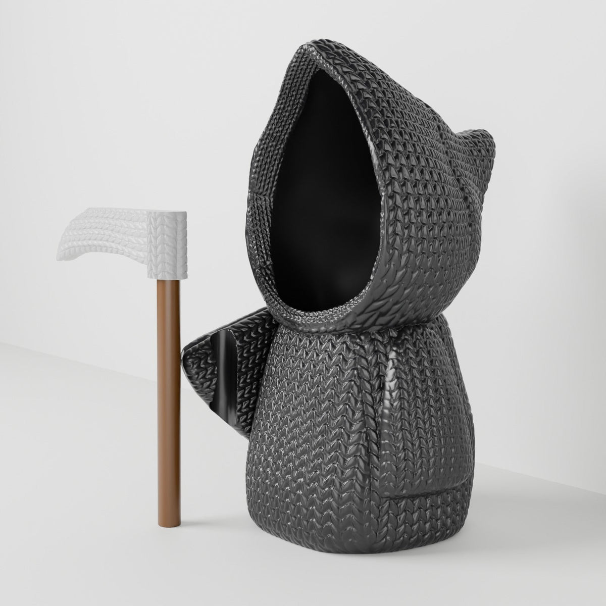 Knitted Grim Reaper Figurine – Cute Halloween LED Candle Holder with Scythe - Northern Foundry