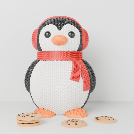 Knitted Penguin Cookie Jar – Cosy Christmas Treat Jar with Lift-Off Head - Northern Foundry