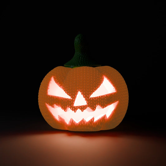 Knitted Pumpkin Jack-O-Lantern – Cozy Knit-Texture LED Tealight Pumpkin for Halloween and Fall - Northern Foundry
