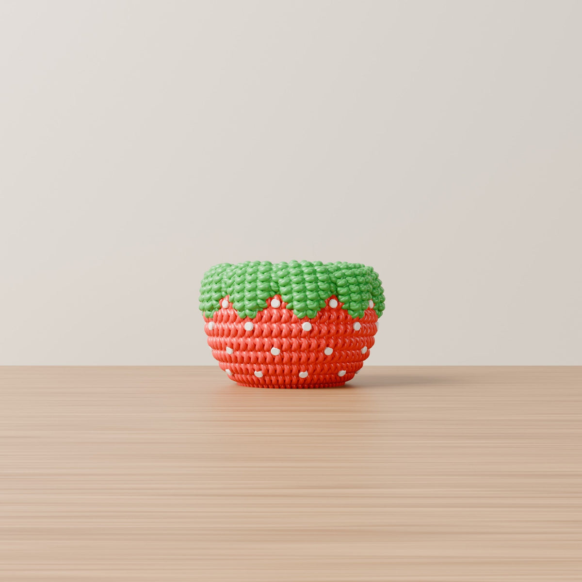 Knitted Strawberry Bowl – Crochet-Look Fruit Catchall - Northern Foundry