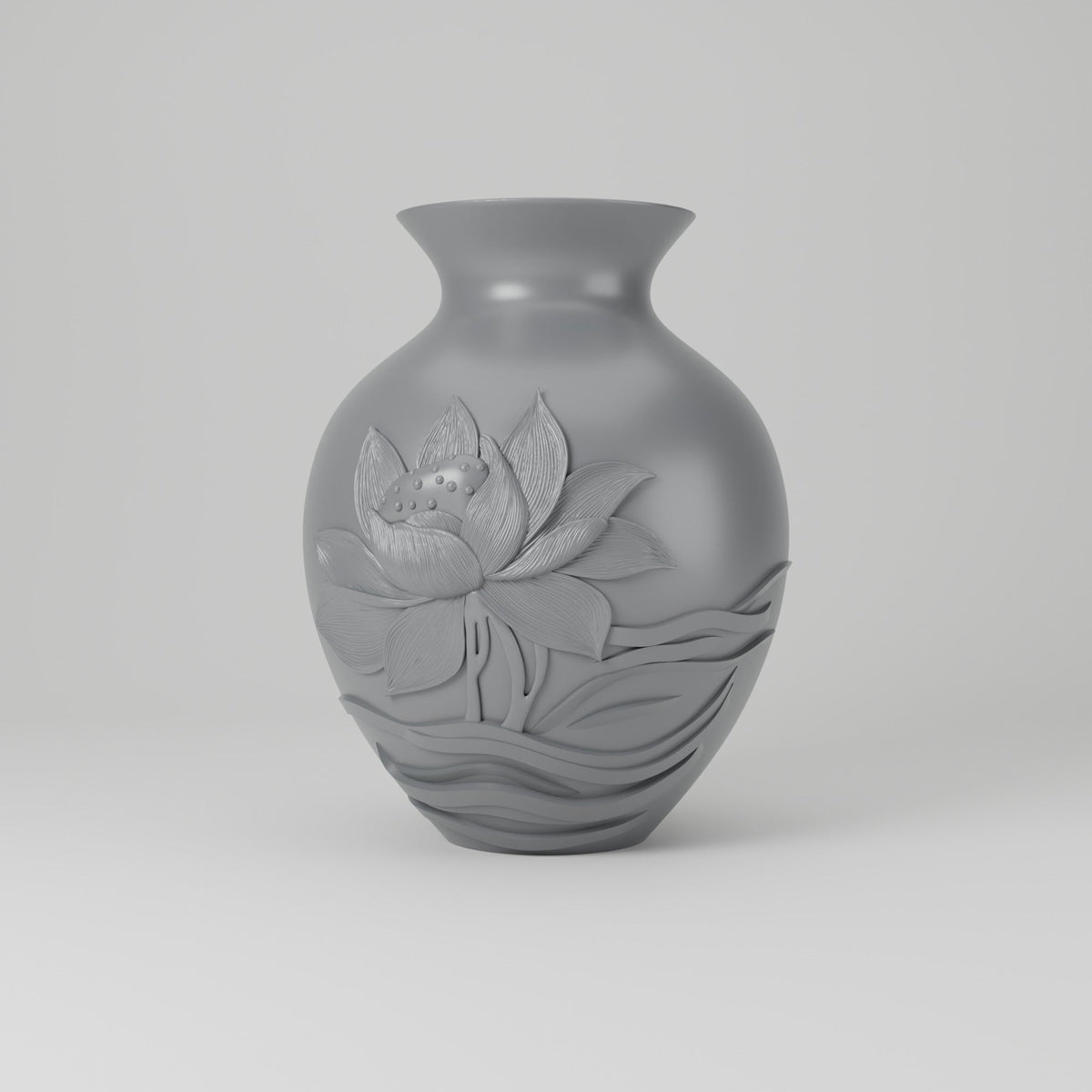 Lotus Relief Carved Flower Vase – Modern Sculptural Vase - Northern Foundry