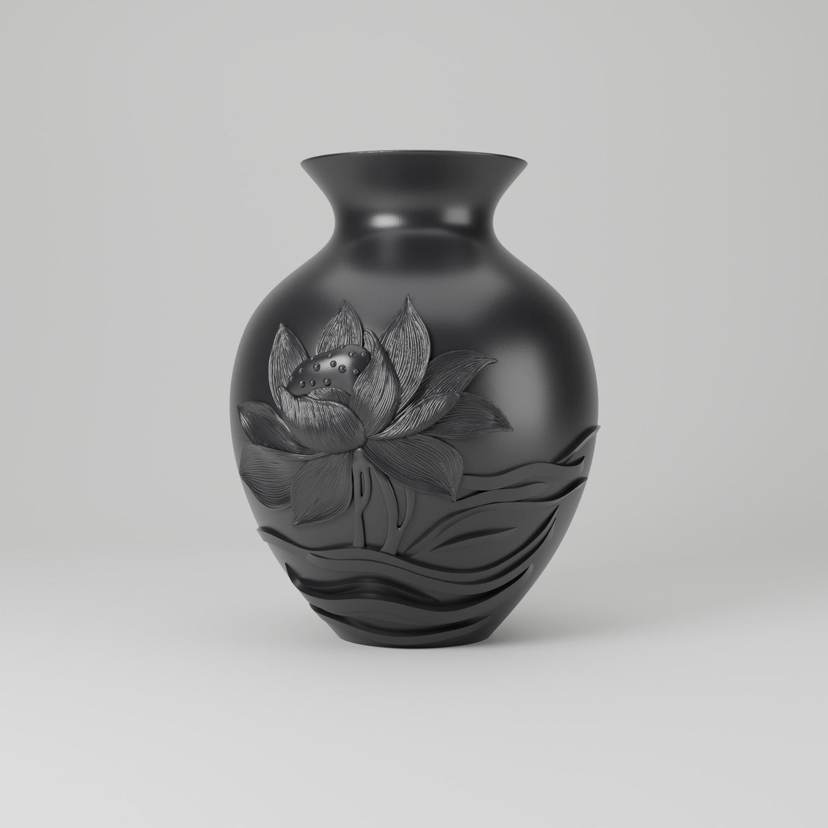 Lotus Relief Carved Flower Vase – Modern Sculptural Vase - Northern Foundry
