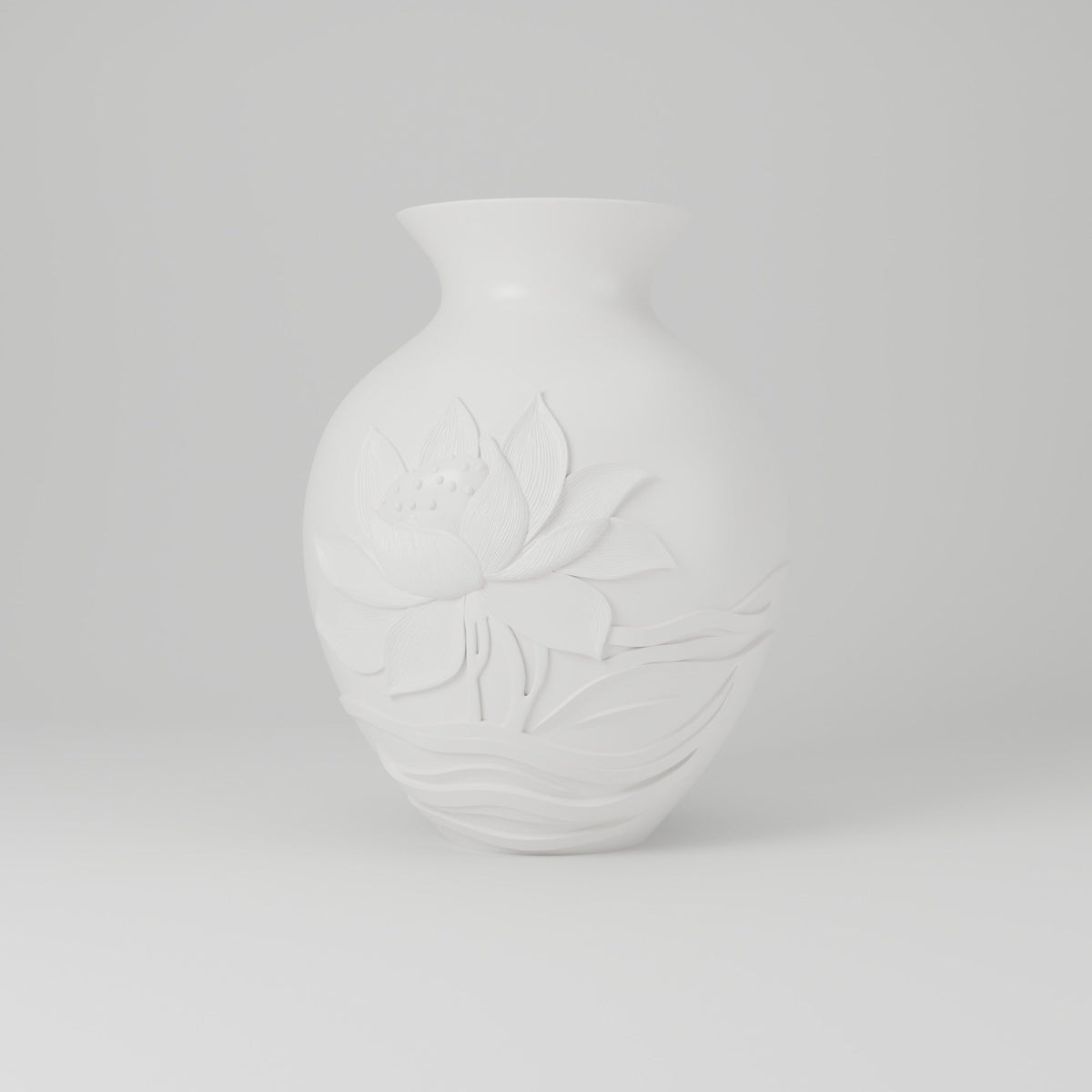 Lotus Relief Carved Flower Vase – Modern Sculptural Vase - Northern Foundry