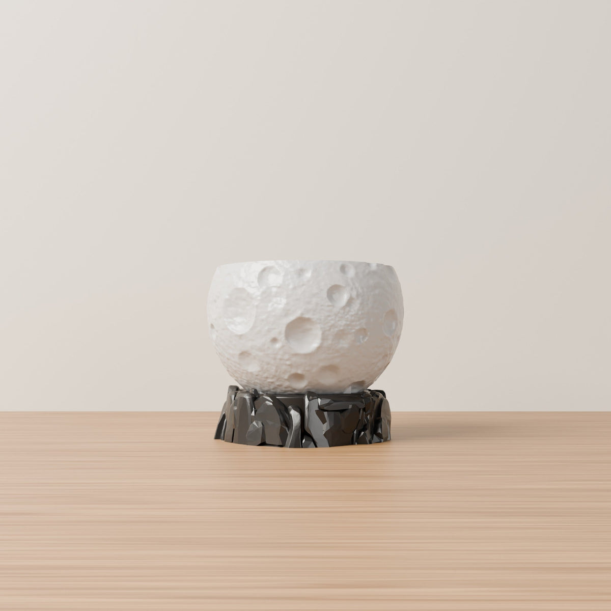 Lunar Crater Moon Planter – Moon Pot on Rocky Base - Northern Foundry