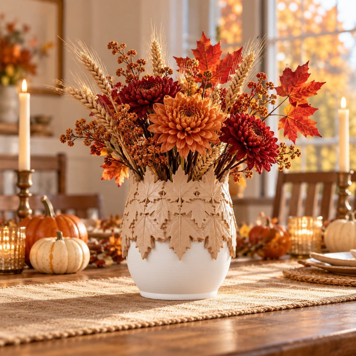 Maple Leaf Vase – Two-Tone Autumn Decor - Northern Foundry